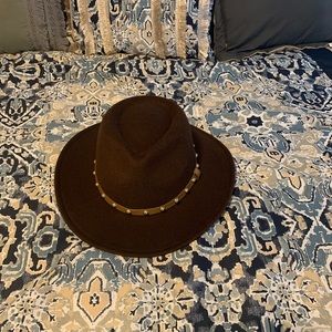 Fedora hat with gold embellishments